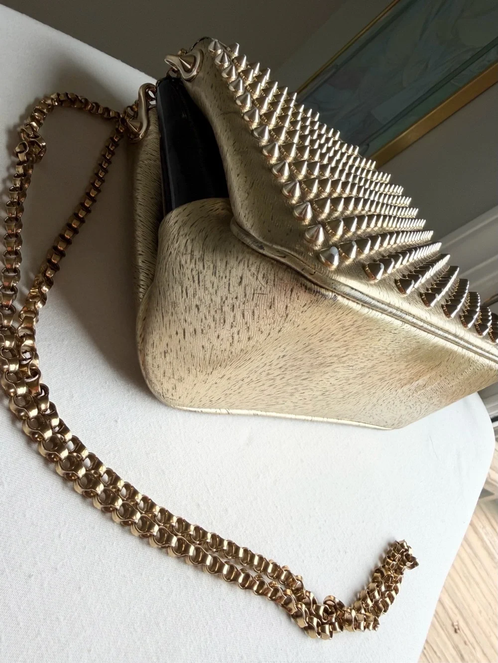 Christian Louboutin Metallic Gold Studded Crossbody